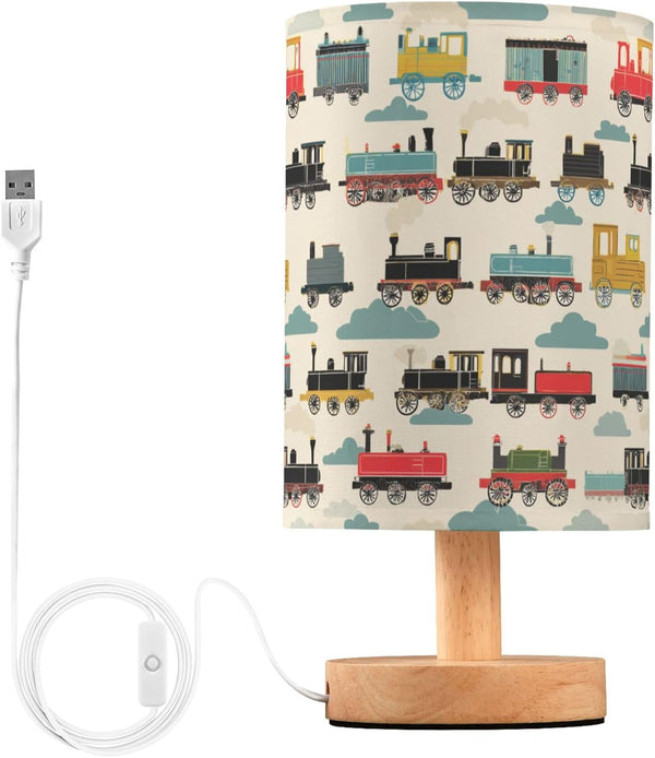 Vozoza Steam Train Retro LED Table Lamp with USB Port Night Light Bedroom