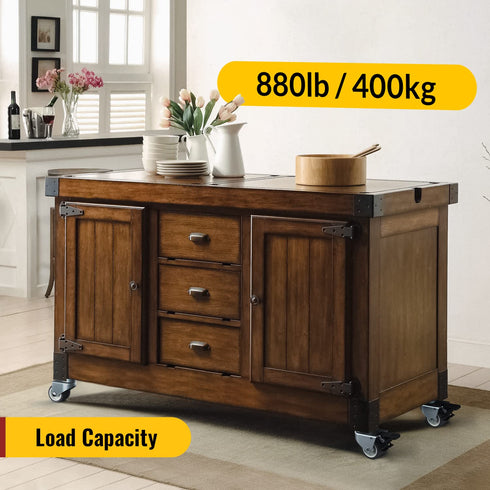 Heavy Duty Caster Wheels, 2 Inch Casters for Furniture, Safety Brake Swivel Caster Set of 4, Total Capacity 880 lbs