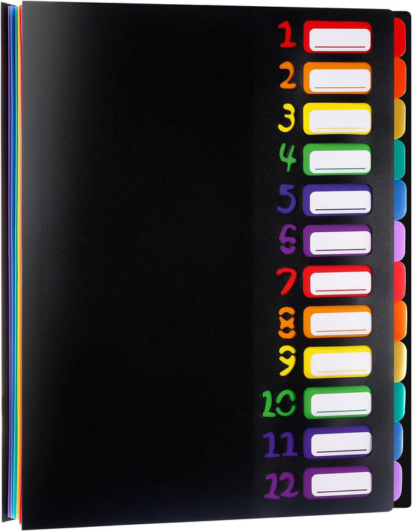 Shappy 12 Pocket Expanding File Folder with Rainbow File Folders Organizer for A4 Size Documents
