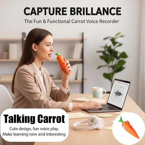 WmerWmn 3-Pack Set Carrot Recorder Pen, Voice Recording Writing Tool with Playback Feature, Creative Activities