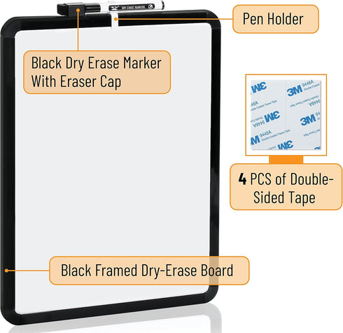 Mr. Pen- Dry Erase Board, 14” X 11” with a Black Dry Erase Marker, Black Frame, Small White Board, Small Dry Erase Board for Fridge, Dry Erase Board Small by Mr. Pen