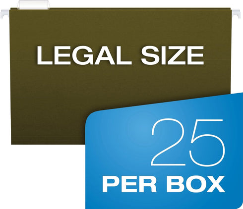 Pendaflex Recycled Hanging Folders, Standard Green, Legal Size, 1/5 Cut, 25/BX (81622)