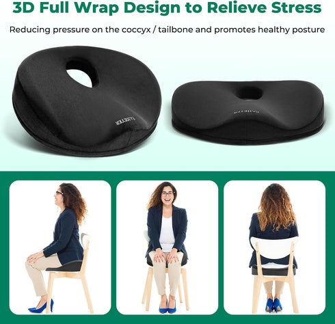 Tailbone SAHEYER Donut Pillow for Pain, Memory Foam Hemorrhoids Pillow for Sciatica Nerve, Sciatica Hip Coccyx Seat