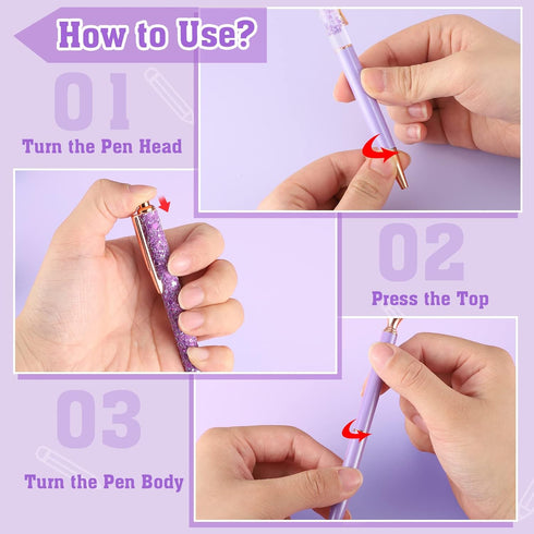 BESARME 4 Pcs Purple Pens Set, Mother's Day Gifts for Women Girls, Crystal Diamond Fancy Pens