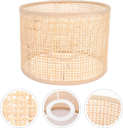 Cozy Yardwe Rattan Woven Lampshade Rattan Lamp Cover for Table Floor Lamps Elegant Boho Decor Home Lighting Accessory