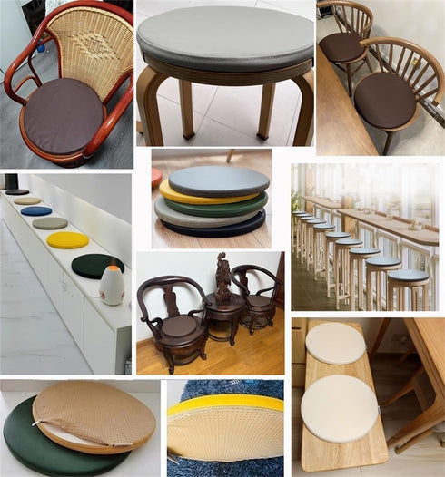 FANGMING Chair Cushions for Dining Chairs Leather Round Chair Pad Soft Memory Foam Indoor and Outdoor Non-Slip Round