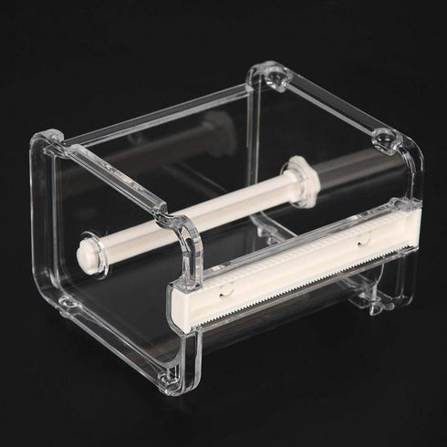 Transparent Washi Tape Cutter, 2 in 1 Desktop Dispenser, Stackable Holder with Cutter, Save Time and Effort (White)