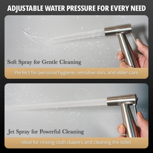 2 Sets, Handheld Bidet Sprayer Kit for Toilet Adjustable Water Pressure, Stainless Steel Jet Spray Kit with Bidet Hose