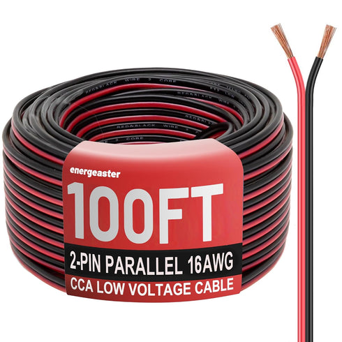 Energeaster 16 Gauge Wire, 16AWG Automotive Electrical Wire 100FT 2 Conductor Red