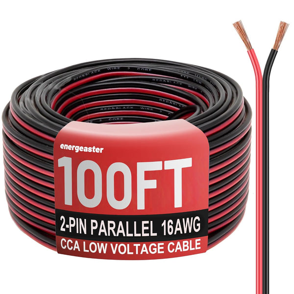 Energeaster 16 Gauge Wire, 16AWG Automotive Electrical Wire 100FT 2 Conductor Red