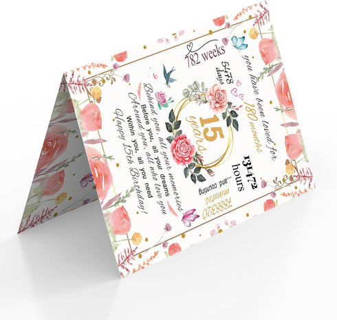mmuue 15th 15th 15th 15 Sweet Birthday Card, Funny Birthday Gifts for Daughter Niece Granddaughter Sister, Lovely