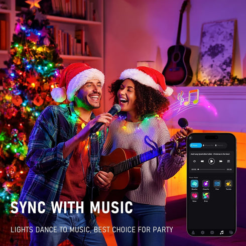 100 33FT TW SHINE Smart Christmas Lights, LED Color Changing Halloween String Lights Clear Wire with Remote & APP