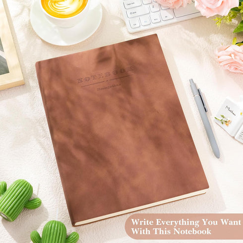 SATINIOR 5 Pack A4 Notebooks, 360 Pages, Leather Softcover, Thick Paper, Lined, 8.5'' x 11'' (Brown) for Office Home