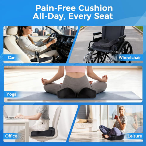 Tailbone Niceeday Seat Cushion for Office Chair & Car - Premium Memory Foam with Ergonomic U-Shape Design - Enhanced