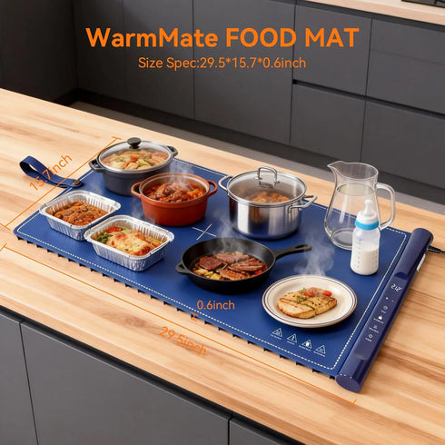 Charcofire 29.5x15.7 Inch, 7 Settings 8H Food Warming Mat Electric Silicone Heating Pad for Buffet Party, Temperature