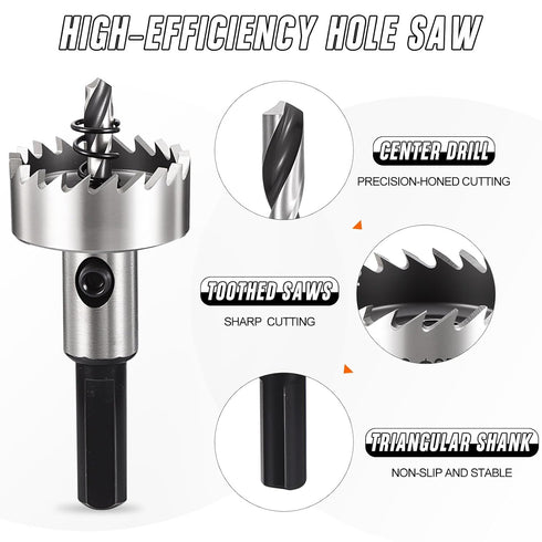 11/16" (18mm) M2 Hole Saw, High Speed Steel Hex Shank How Cutter - Cutting Tool for Thin Stainless Steel Metal