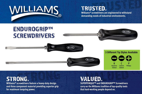 Williams Phillips Endurogrip 2-Point Screwdriver JHWSDP-4-6, 6-Inch Blade