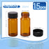 15 PCS 30ML Amber Small Liquid Sample Glass Vials with 24-400 Black Screw Caps for Lab and Essential Oils