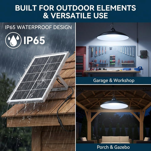 3200LM IP65 4 1 Pack Solar Shed Lights Indoor Outdoor, Motion Sensor Pendant Light Daytime Available with Remote
