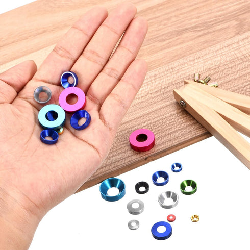 uxcell 50 Pcs M8 Finishing Countersunk Washers, Aluminum Alloy Screw Gaskets for Mechanical Accessories, Purple