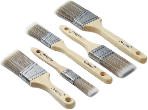 Paint Brushes Set, 5 Pcs for Wall and Trim, Flat and Angle Paintbrushes, Suitable for Oil-based and Water-based Paints