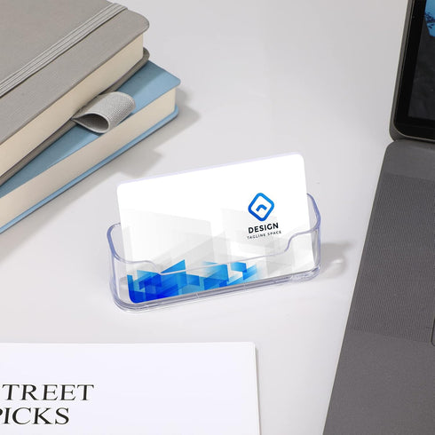 Business Card Holder for Desk, Clear Acrylic Display Stand for Office Supplies, 24 Pieces