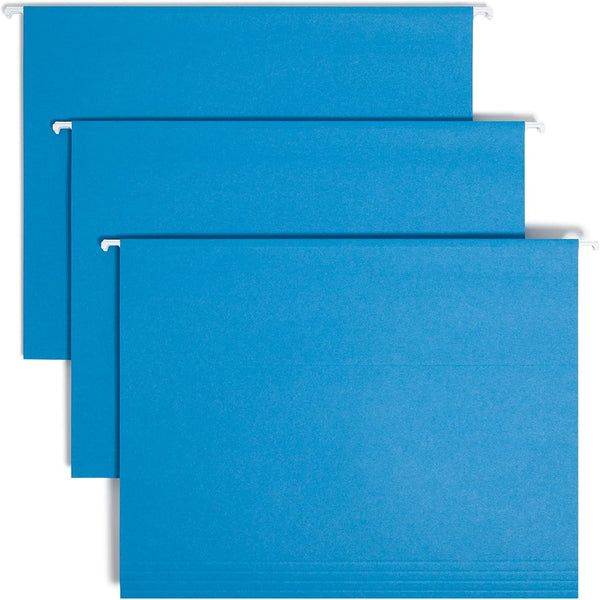 Smead Colored Hanging File Folder, Sky Blue, 1/5-Cut Adjustable Tab, Letter Size, 25 per Box (64068)