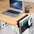 Under Desk Laptop Holder, Clamp On Side Desk Organizer with Anti-Scratch Pad & Magnetic Pen Holder for Flat Edge Desks