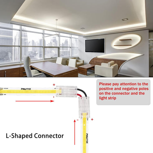 PAUTIX 8pcs 2-Pin 8mm COB LED Strip to Wire Connector, Unwired Clips Solderless Adapter Terminal Extension
