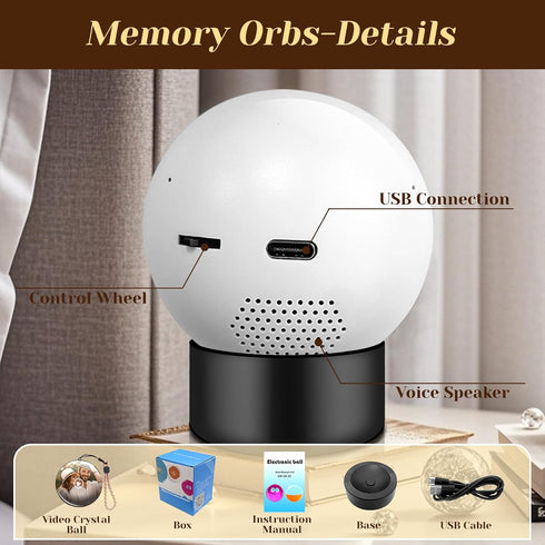 2.8" 4GB Memory Sphere Lamp, Crystal Ball Video Player Memory Orbs Ornament Uploadable Videos & Photos, Personalized