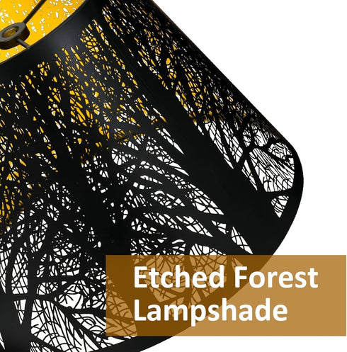 Ldqwztv Lamp Shades for Table Lamps, Metal Small Lampshade for Wall Light Cover, Rustic-lamp Shadewith Pattern of Trees