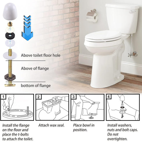 Toilet Flange with Wax Ring for Toilets, Replacement Kit Includes Bolts, PVC Toilet Flange Repair Kit