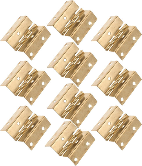 Kisangel 10pcs Four-fold 180 Right Angle Cabinet Hinges, Rust-Resistant Yellow Folding Hardware