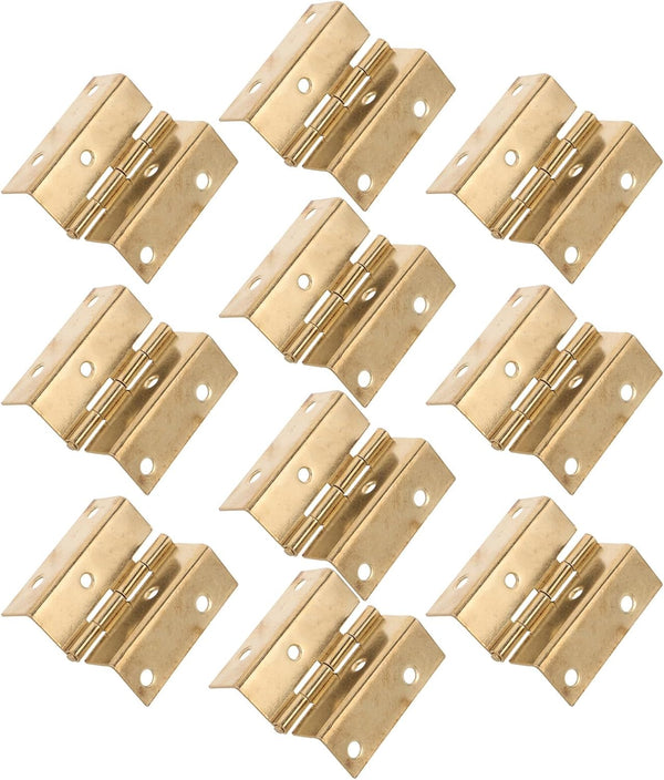 Kisangel 10pcs Four-fold 180 Right Angle Cabinet Hinges, Rust-Resistant Yellow Folding Hardware