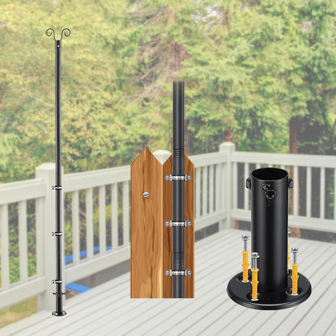 String Light Pole 8 FT Adjustable, 1 Pack Heavy Duty 1.5" Rustproof