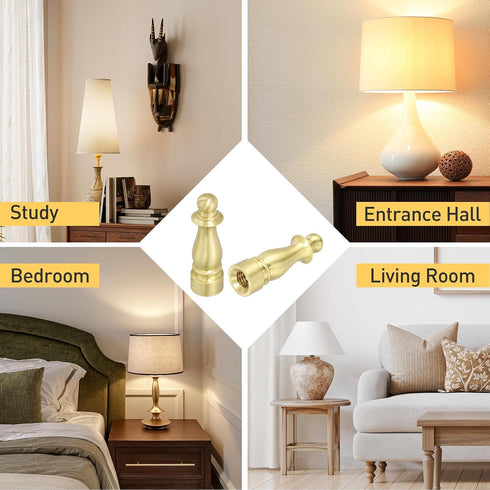 1.5" 1/4-27 uxcell Tall Lamp Finials Copper, Thread Lamp Cap Knob Decoration Screw Cap Nuts with Cleaning Cloth