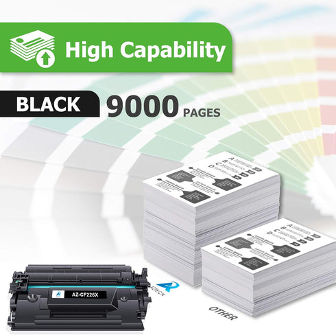 Aztech 26X CF226X Toner Cartridge, 2 Pack High Yield Compatible Replacement for HP 26X CF226X, Black 2-Pack