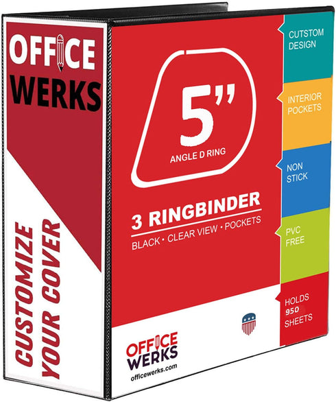 Performore 3 Ring Binder, Professional D Ring Binder 5 Inch, Presentation Folder for 8.5 x 11 Pages (2 Pack)