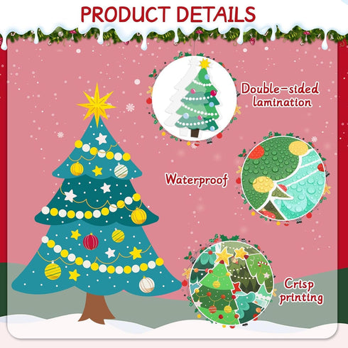 Christmas Bulletin Board Decorations - Xmas Tree Paper Cutouts, Holiday Blackboard Border Kit for School Decor
