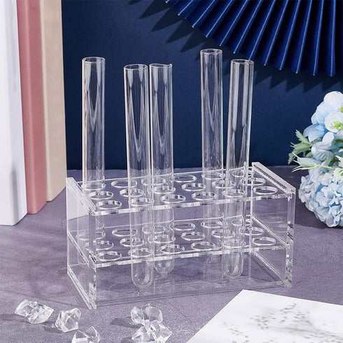 OLYCRAFT 18 Sockets Acrylic Test Tube Rack, Transparent Holder for Centrifuge Tubes, 16mm Diameter for Lab Supplies