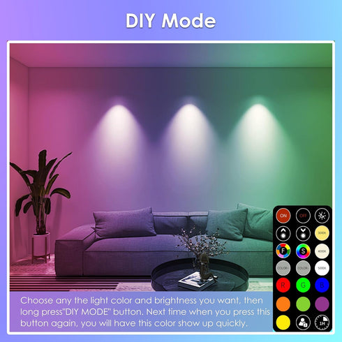 FTL GU10 Color Changing LED Bulbs with Remote Control, Dimmable 2700K-6000K, 5W 40W Equivalent, 30 Colors, 6 Pack