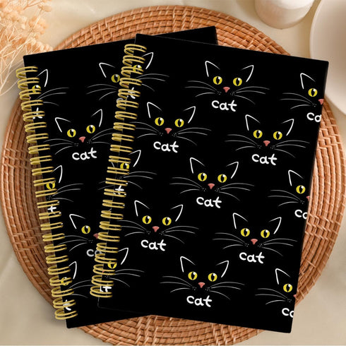 Knibeo Black Cat Notebook, Cute Spiral Journal for Cat Lovers Girls Women, Cat Mom Gifts, 5.5x8.3