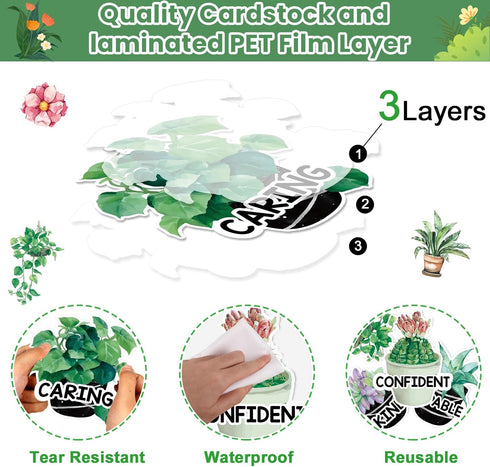 gisgfim Greenery Affirmation Station Bulletin Board Set, Motivational Plant Cutouts for School Home Office Decor