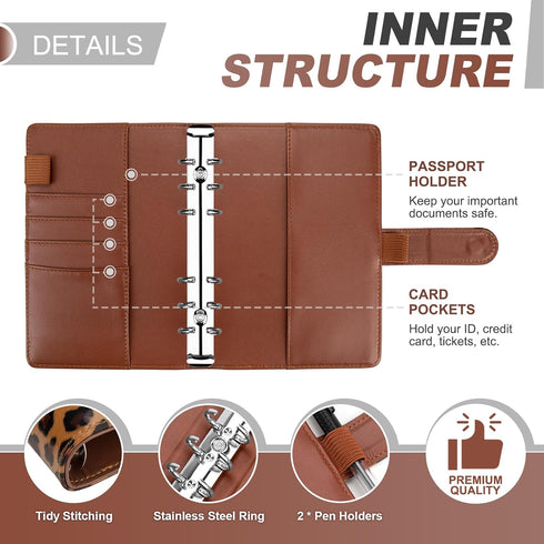 Onlyesh Budget Binder with Zipper Envelopes, Cash Envelopes for Budgeting, 28Pcs Planner (Leopard Print)