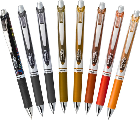 EnerGel RTX Retractable Liquid Gel Pen, Change Expressions Pack, 0.7mm, Metal Tip, Medium Line, Assorted Ink, Pack of 8 Pens (BL77XCHABP8M) by Pentel