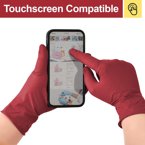50, 3mil, SwiftGrip Disposable Nitrile Exam Gloves, Small, Box of Burgundy, Latex-Free, Powder-Free, Medical Grade