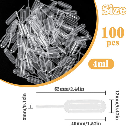 100 Plastic Pipettes Dropper for Cupcakes - 4ml Disposable Cupcake Pipettes Cupcake Injector Mini Pipettes Pippets Disposable Droppers Pipets Liquor Alcohol Infuser Small Strawberry Pippettes