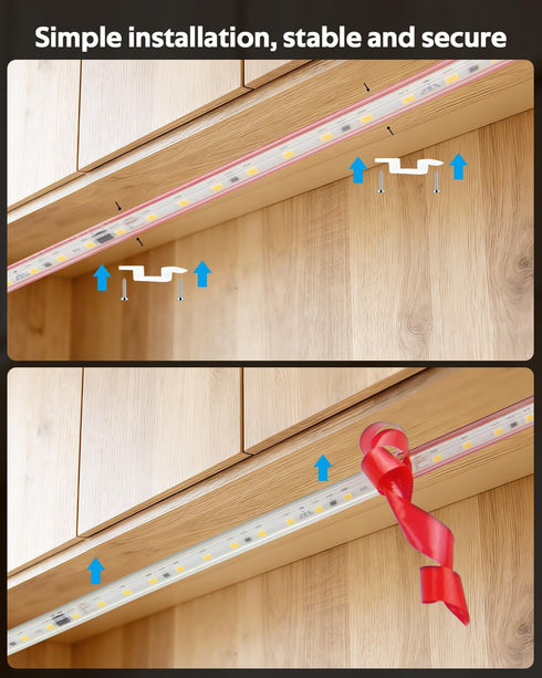 24in 110V 120LED/M Counter Under Cabinet Lighting Strip Plug in with Switch Self-Adhsive Waterproof AC Led Strips Light