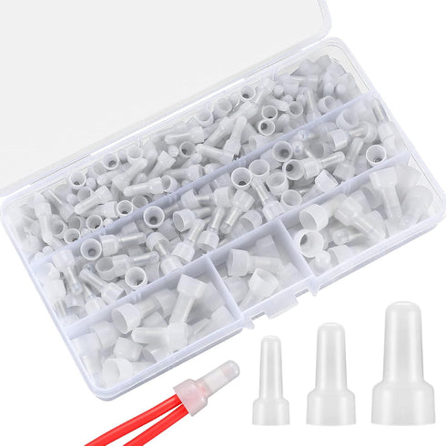 250 Pcs Closed End Crimp Connectors, Nylon Insulated Wire Crimp Cap Connectors for 22-16/16-14/12-10 AWG Gauge (CE1,