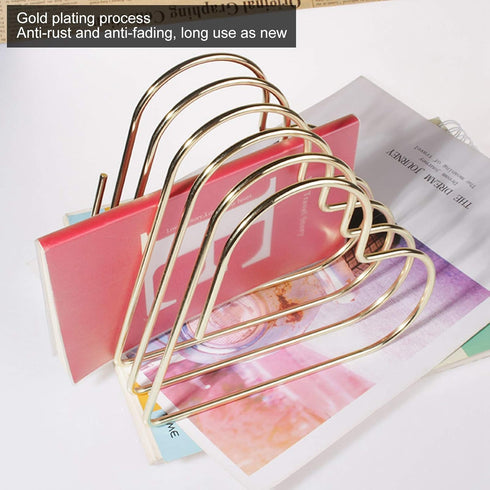Estink Desk Book Storage Rack, 5 Slot Heart Shaped Shelf for Office File Organizer, Home Desk Decoration